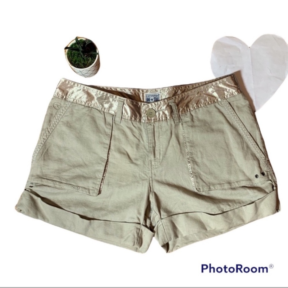 Converse One Star beige linen blend shorts
